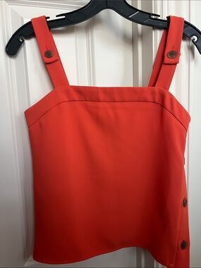 DREW Mandarin Orange Flowy Tank Top, Button-Accent Square Neck Tank. NWT.  XS.